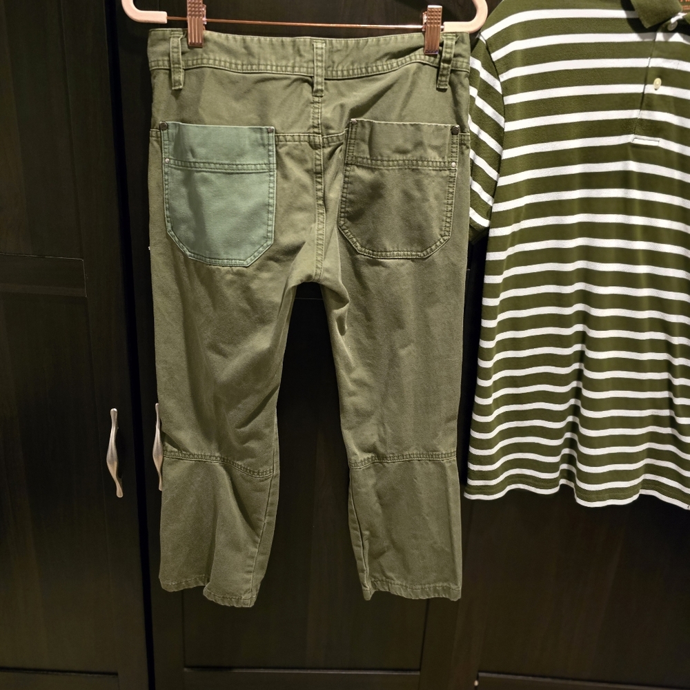 BOYS Lot of 2 Diesel Army Green Jeans w/ Patches Joe Fresh Size Small Polo Shirt - Picture 8 of 8